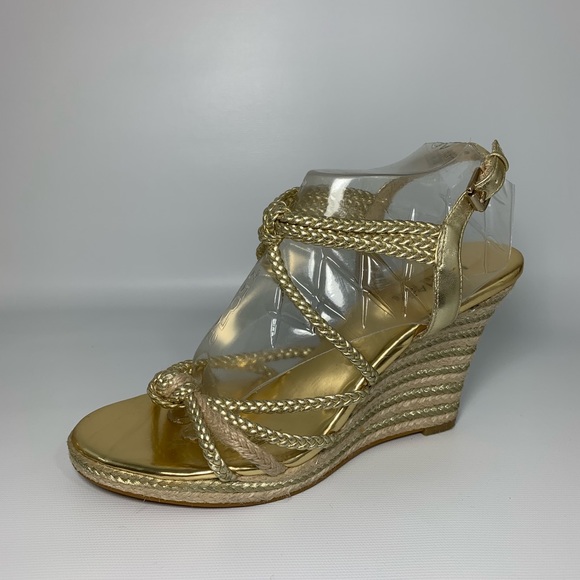 michael kors gold wedge shoes